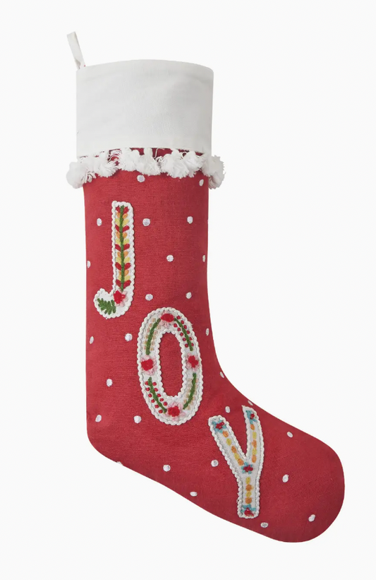 Boho Joy Embroidered Stocking