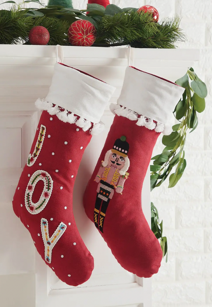 Boho Joy Embroidered Stocking