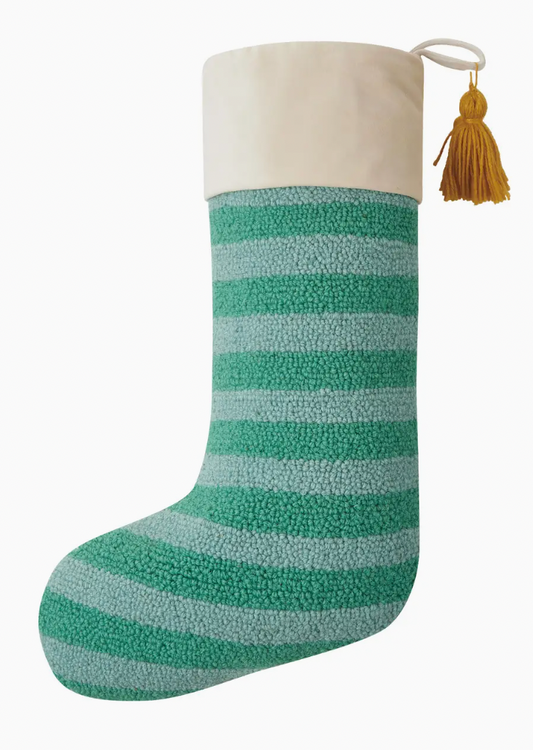 Green Stripe W/Tassel Hook Stocking