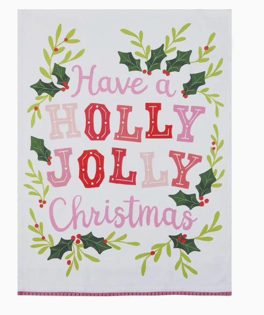 Holly Joy with Pom Pom Kitchen Towel