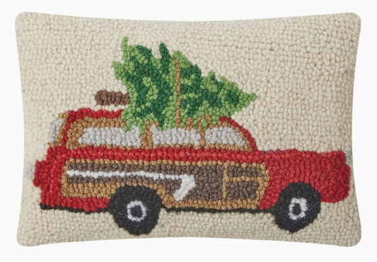 Station Wagon Christmas Tree Hook Pillow