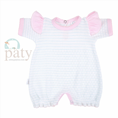 Paty Pinstripe Angel Sleeve Bubble, Pima Trim