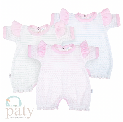 Paty Pinstripe Angel Sleeve Bubble, Pima Trim