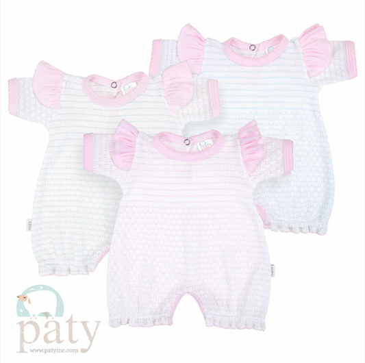 Paty Pinstripe Angel Sleeve Bubble, Pima Trim