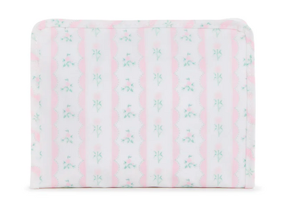 Medium Roadie Zip Pouch - RIBBON FLORAL PINK by TRVL Designs
