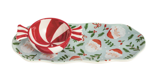 Santa & Peppermint Tray & Tidbit Set