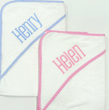 Gingham Trimmed Hooded Towel