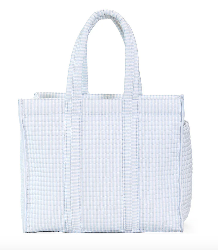 QUILTED GO GO TOTE - PIMLICO STRIPE BLUE