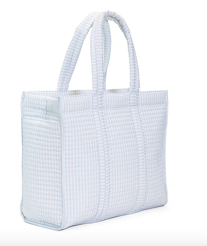 QUILTED GO GO TOTE - PIMLICO STRIPE BLUE