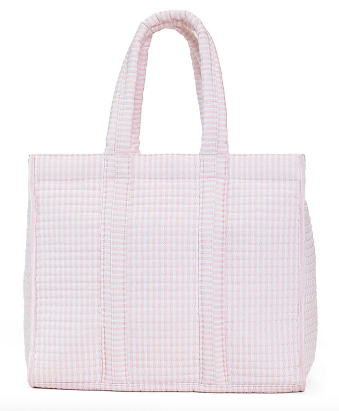 QUILTED GO GO TOTE - PIMLICO STRIPE PINK