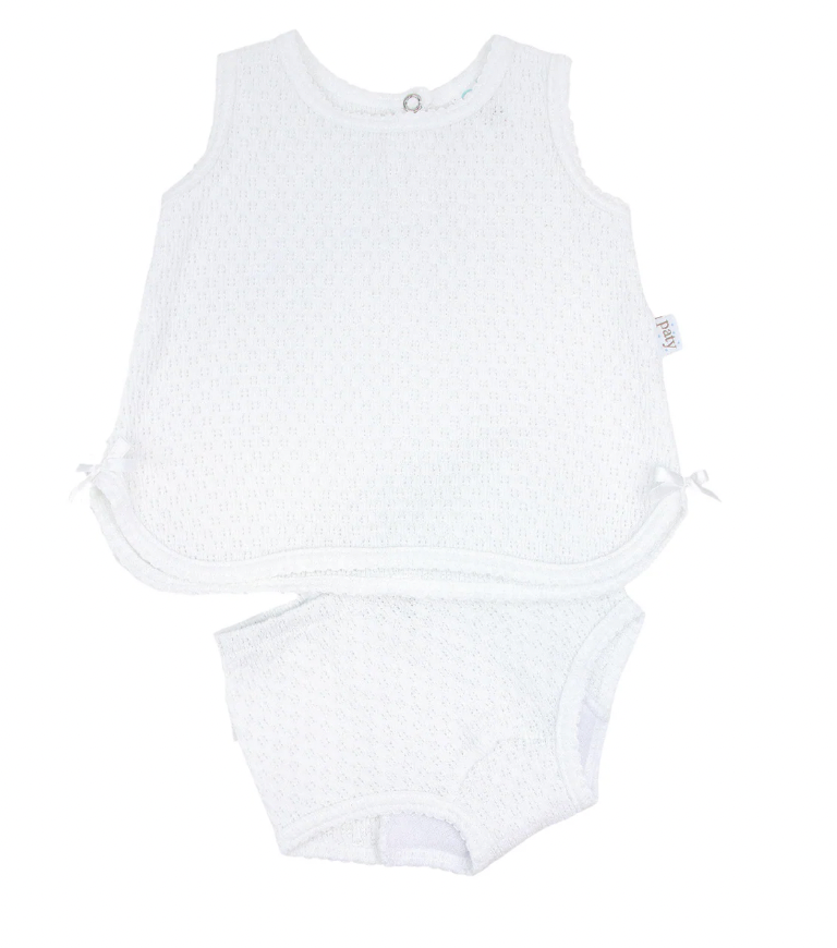 Paty Knit, 2 PC Sleeveless Diaper Set (PREORDER ETA April)