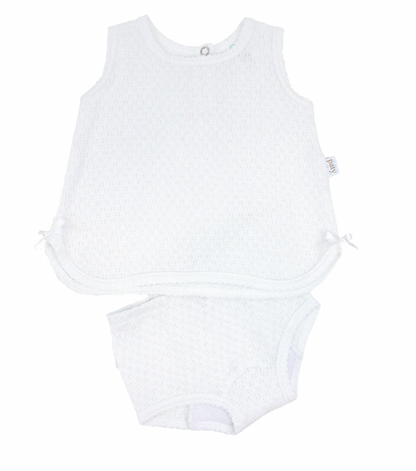 Paty Knit, 2 PC Sleeveless Diaper Set (PREORDER ETA April)