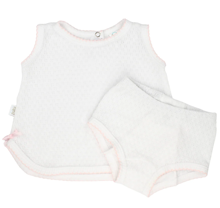 Paty Knit, 2 PC Sleeveless Diaper Set (PREORDER ETA April)
