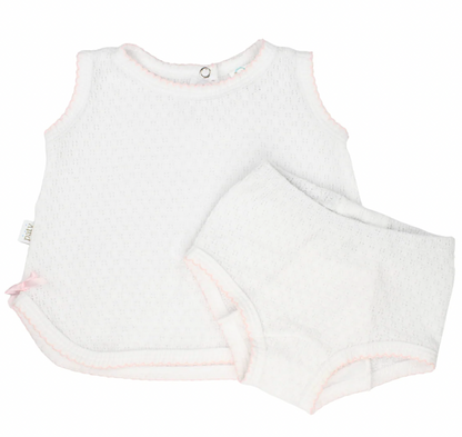 Paty Knit, 2 PC Sleeveless Diaper Set (PREORDER ETA April)