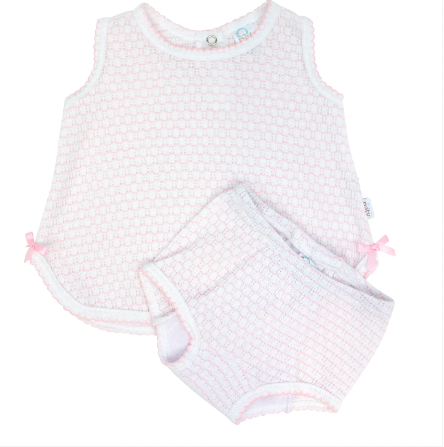Paty Knit, 2 PC Sleeveless Diaper Set (PREORDER ETA April)