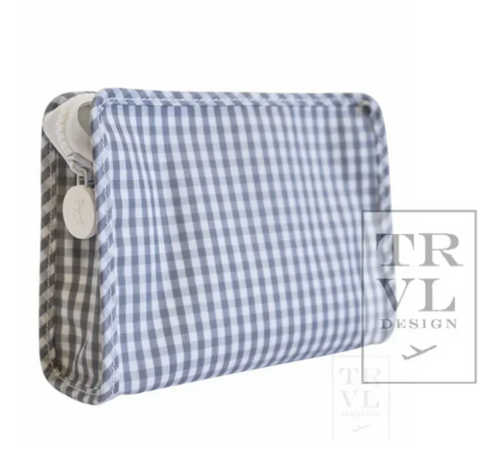 Grey Gingham Small Roadie Pouch
