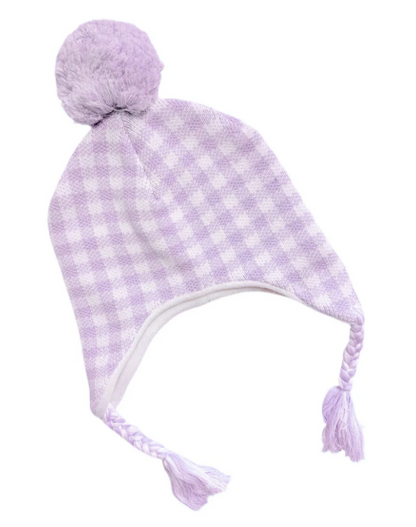 Fleece-Lined Gingham Winter Hat (PREORDER eta October)