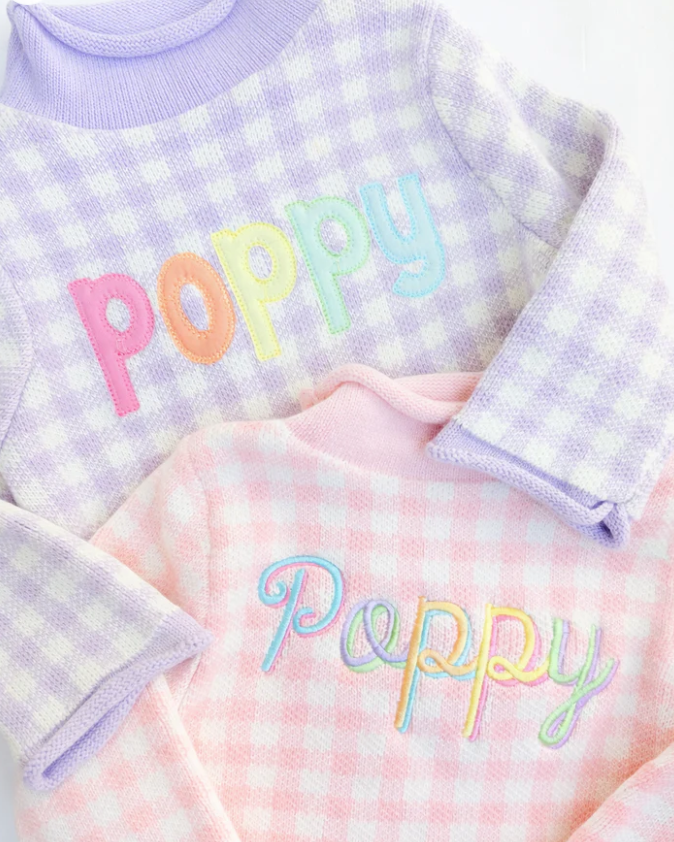 Gingham Roll-neck Sweater