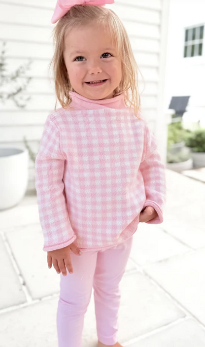 Gingham Roll-neck Sweater