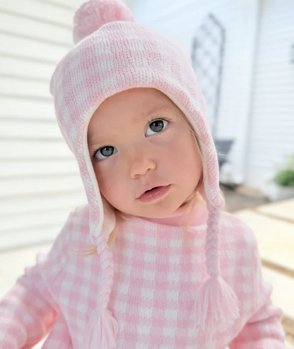 Fleece-Lined Gingham Winter Hat (PREORDER eta October)