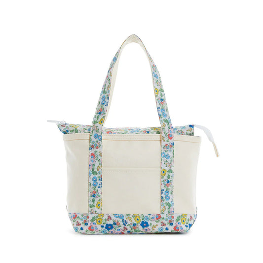 MINI TOTE - COATED CANVAS NATURAL With POSIES TRIM by TRVL Designs