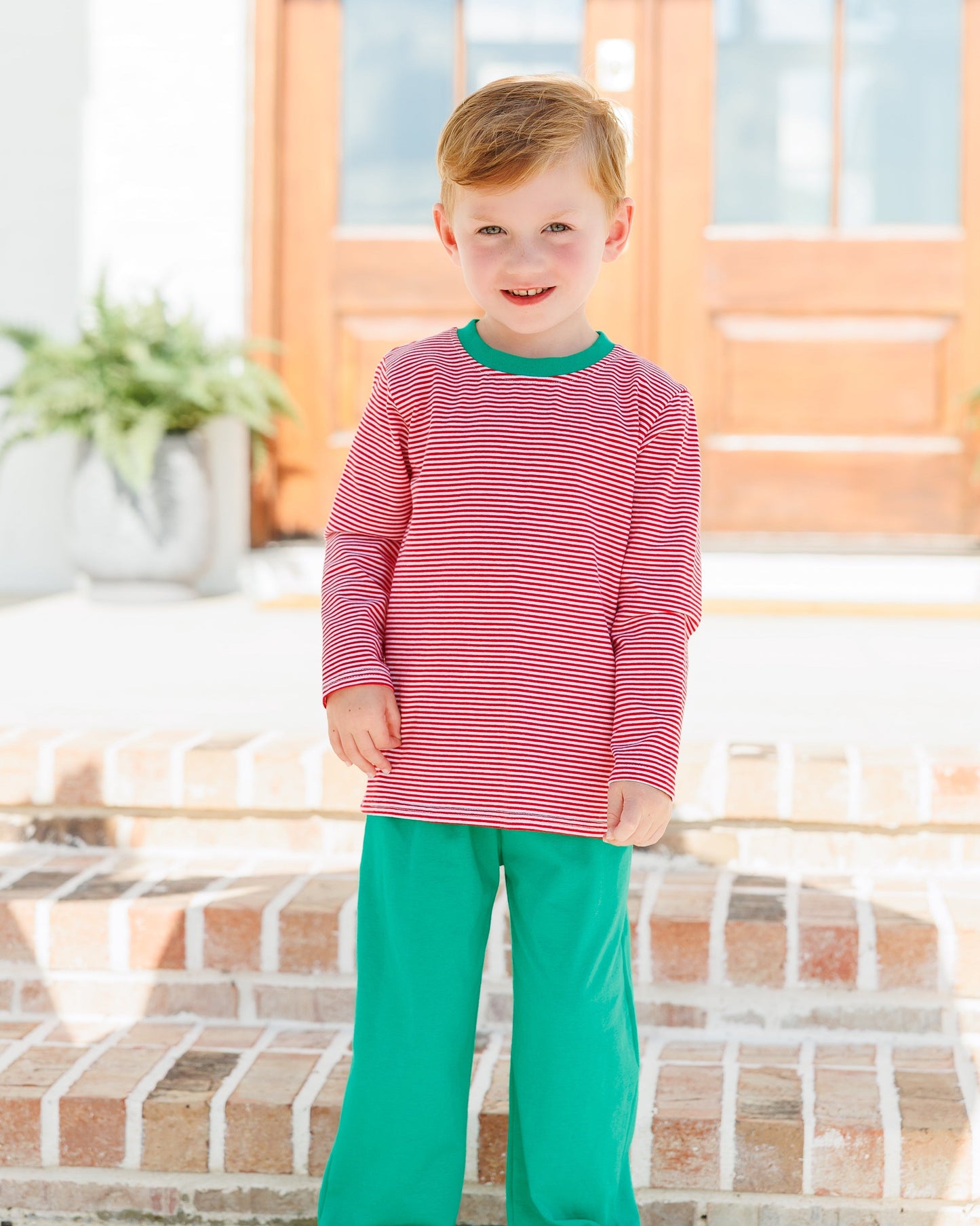Thomas Pants Set - Red Stripe & Green