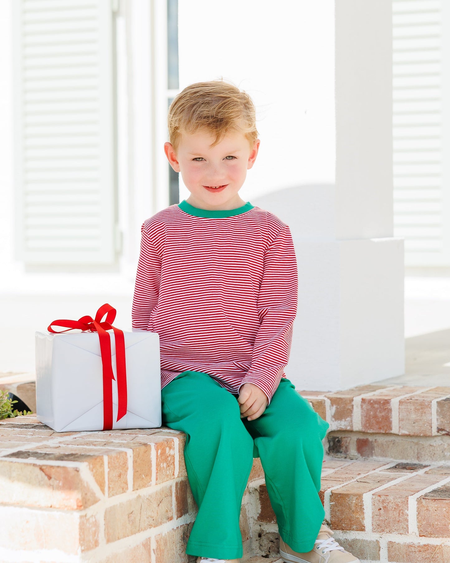 Thomas Pants Set - Red Stripe & Green