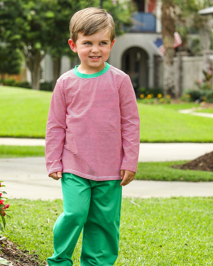 Thomas Pants Set - Red Stripe & Green