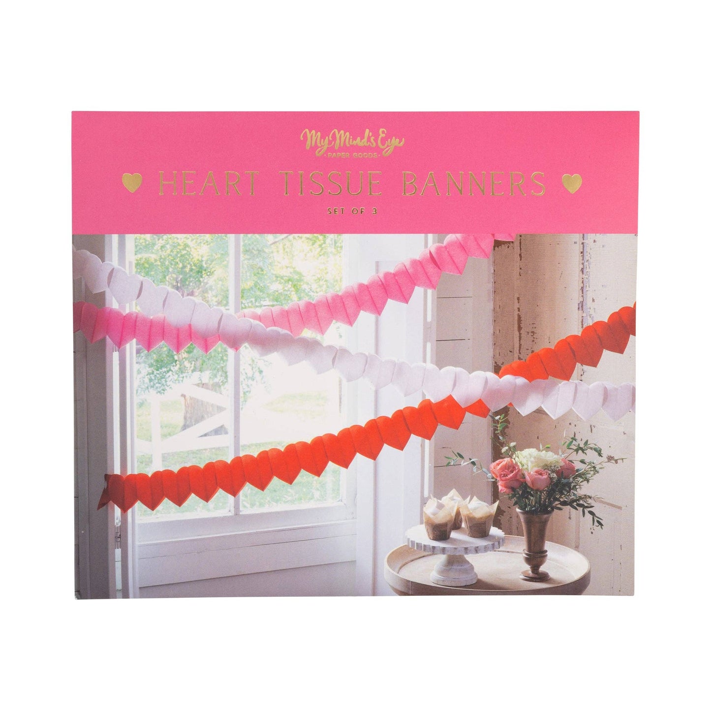 Heart Crepe Paper Banner Set