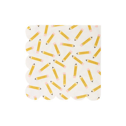 Pencil Pattern Scallop Cocktail Napkin