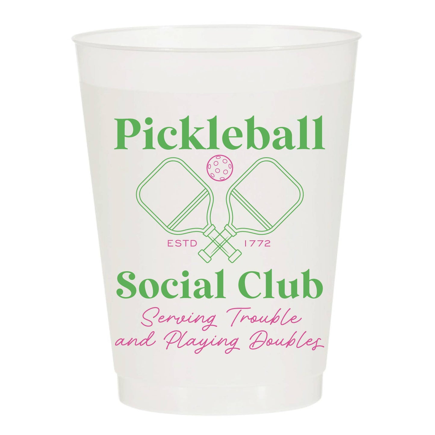 Pickleball Social Club Double Set Frosted Cups - Sports: Pack of 6