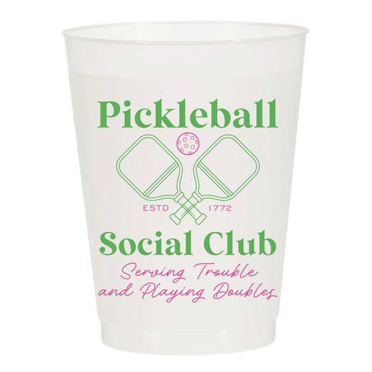 Pickleball Social Club Double Set Frosted Cups - Sports: Pack of 6