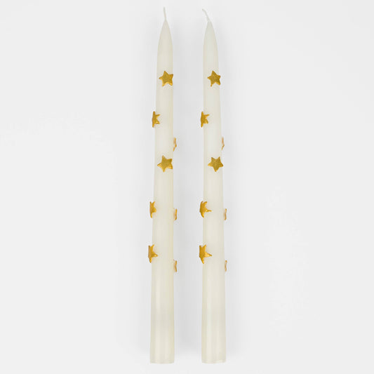 Gold Star Taper Candles