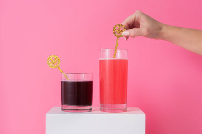 Stir Stick Set - Smiley - Gold Confetti - 4 Pc Set