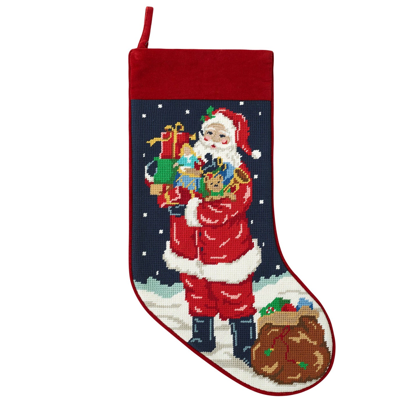 Santa w/Toys Embroidered Stocking