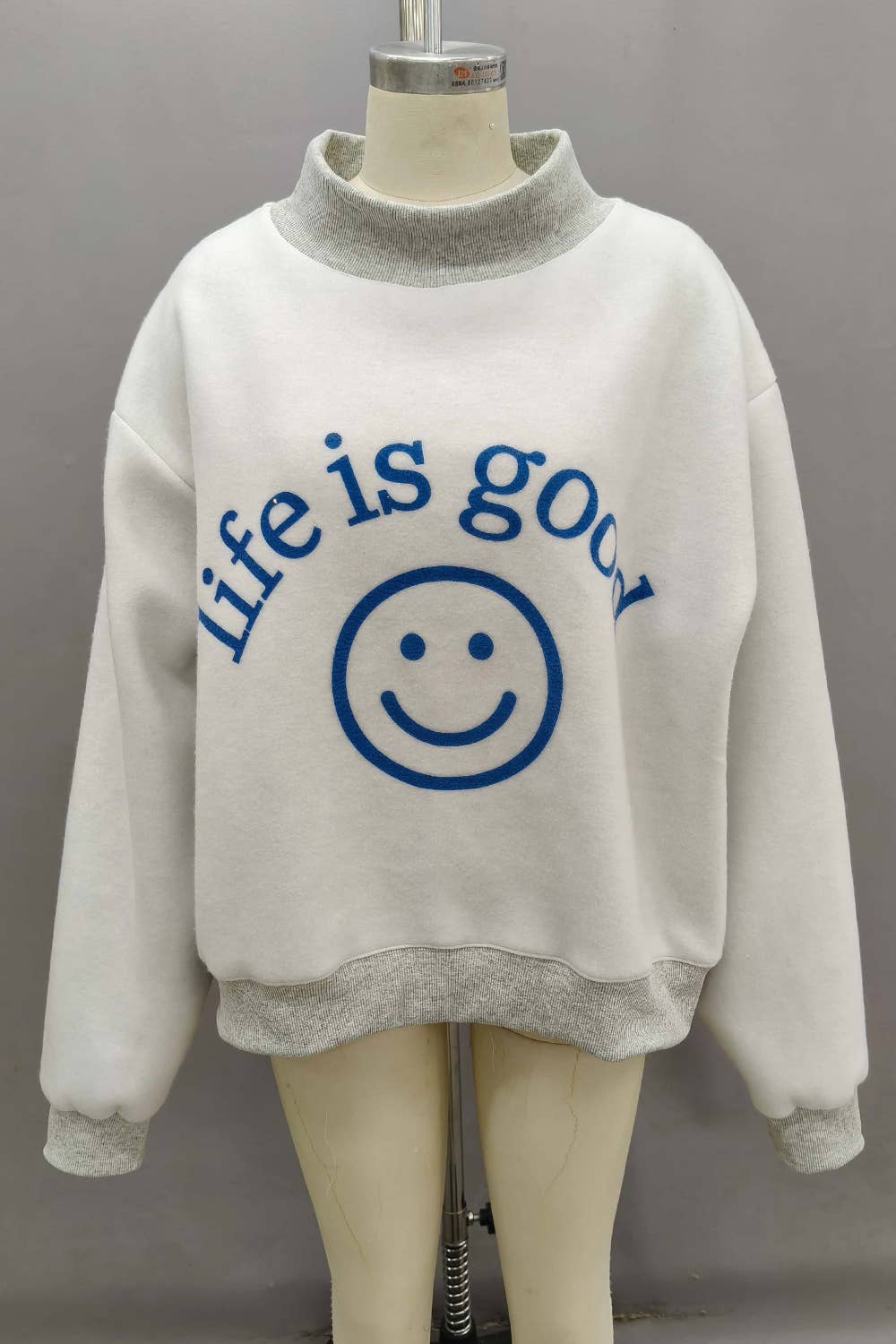 Reversible graphic mock-neck sweatshirt