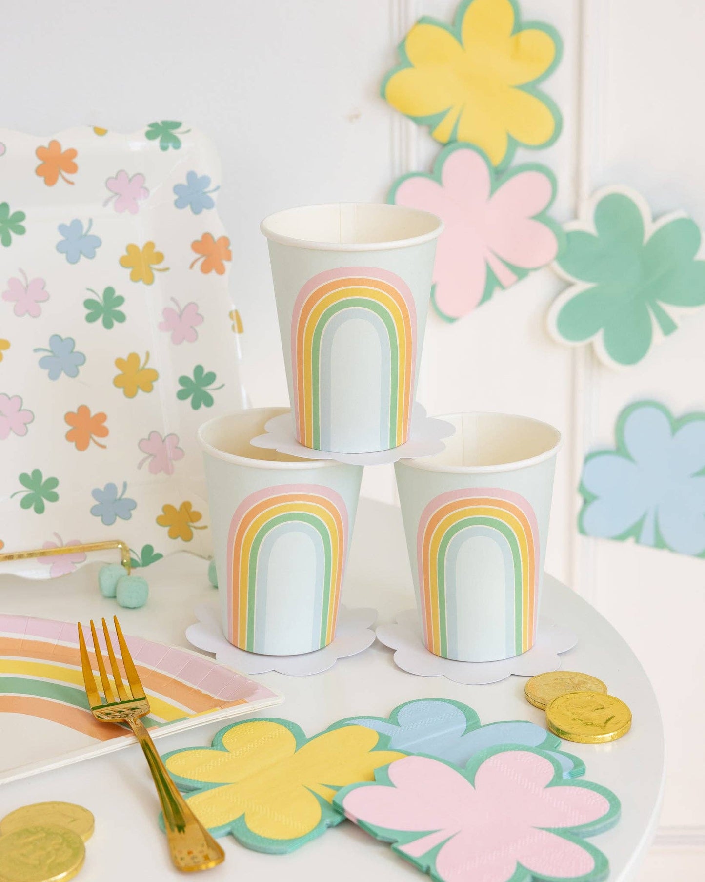 Pastel Rainbow Cup w/3D cloud base