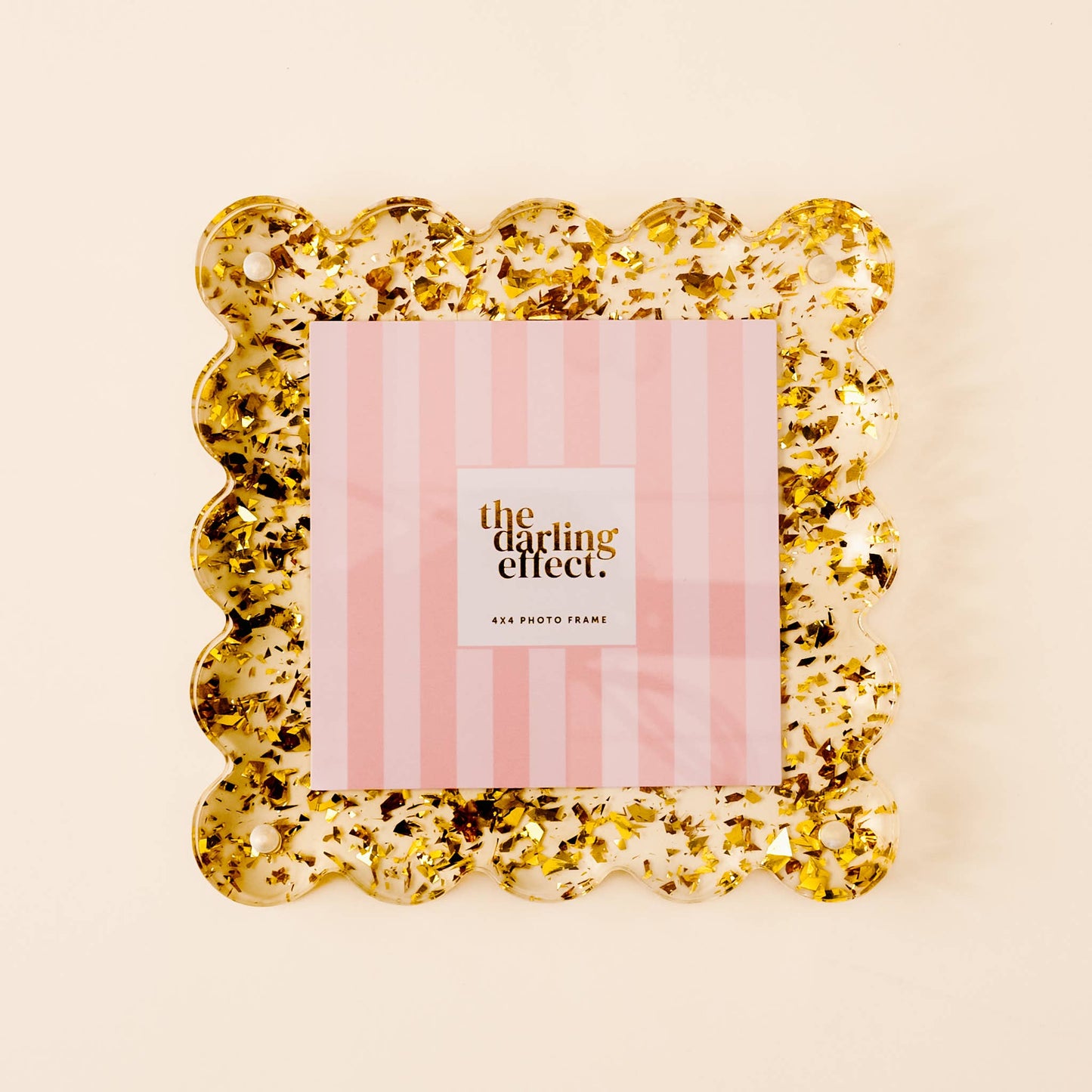 Square Scalloped Acrylic Frame-Confetti Gold