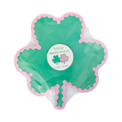 Pink and Green Shamrock Plate Set