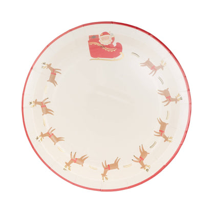 Santa with Reindeer Paper Plate