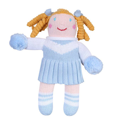 Cheerleader Knit Dolls: Light Blue/White / 7" Rattle