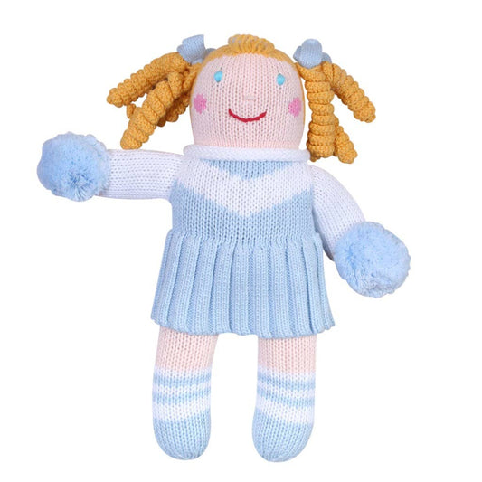Cheerleader Knit Dolls: Light Blue/White / 7" Rattle